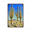 Vintage Floral Metal Plaque  Green Plants  Cactus Tin Sign  Wall Decoration for Garden Kitchen Living Room  Iron Painting Home D
