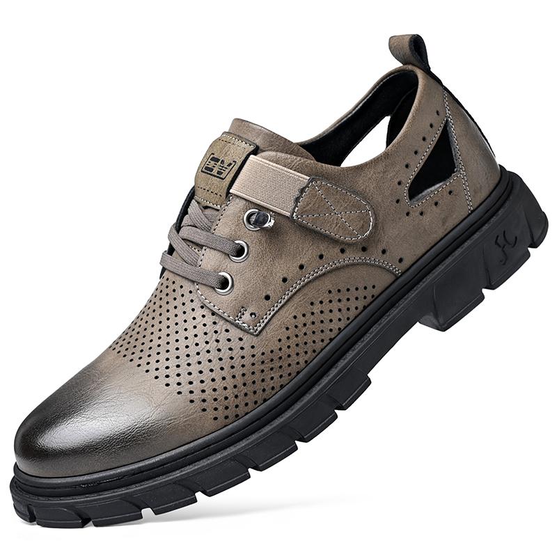 

Fashion High Quality Brand Men s Leather Casual Shoes Summer Breathable Sandals Thick Soled Men s Outdoor Beach Camping Shoes Brown 44 коричневый