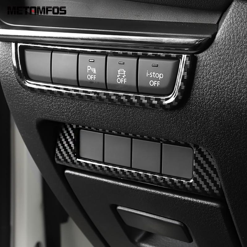 Interior Accessories For Mazda 3 M3 Axela - 2024 2025 Carbon Fiber Head Light Lamp Adjustment Switch Panel Cover Trim