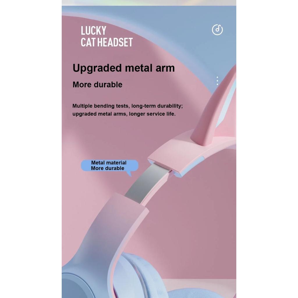 LED Flash Light Bluetooth Headphones Cute Cat Ears Wireless Earphone with Mic Kids Girls Stereo Cool RGB Headsets Bluetooth 5.1