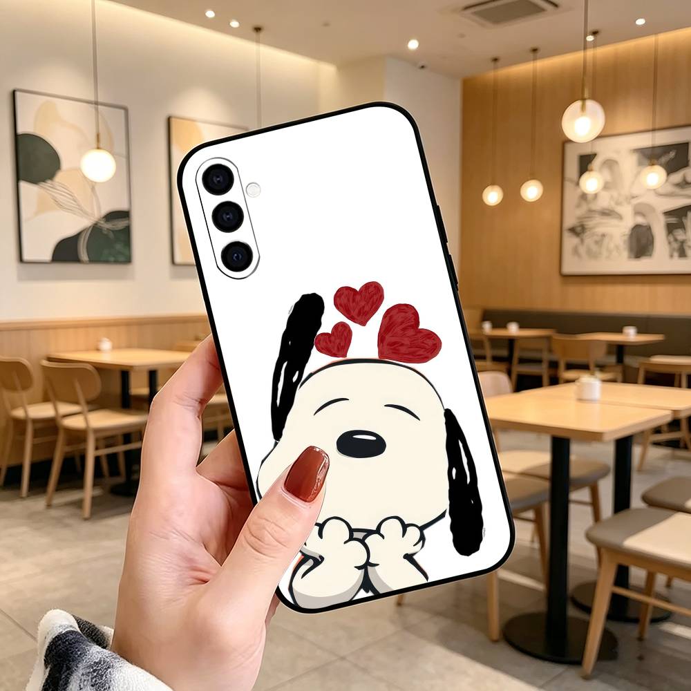 Cartoon T-S-noopy-PC  Phone Case Black Silicone Soft For Samsung Galaxy A73,A72,A71,A70,A53,A52,A51