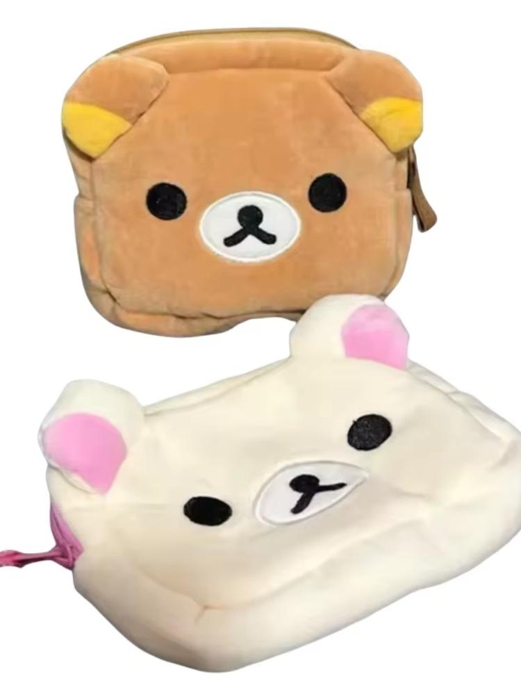 Rilakkuma Cute Makeup Organizer Storage Bag Animation Bear Plush Kawaii Cosmetic Cosmetic Bags Vanity Beauty Case Cute Pencil Case