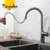 Deck Mounted Kitchen Faucet Pull Out Mixer Tap Bagnolux Gun Gray Brass Two Function Single Handle Hot and Cold Water Crane