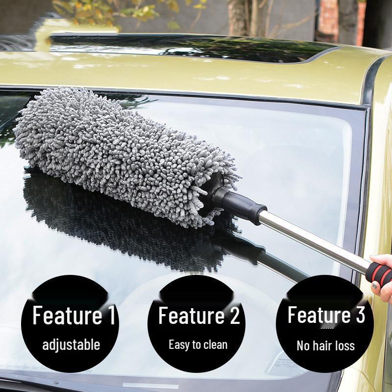 Telescopic Car Wash Brush with Soft Bristles and Milk Silk Head for Dusting and Cleaning