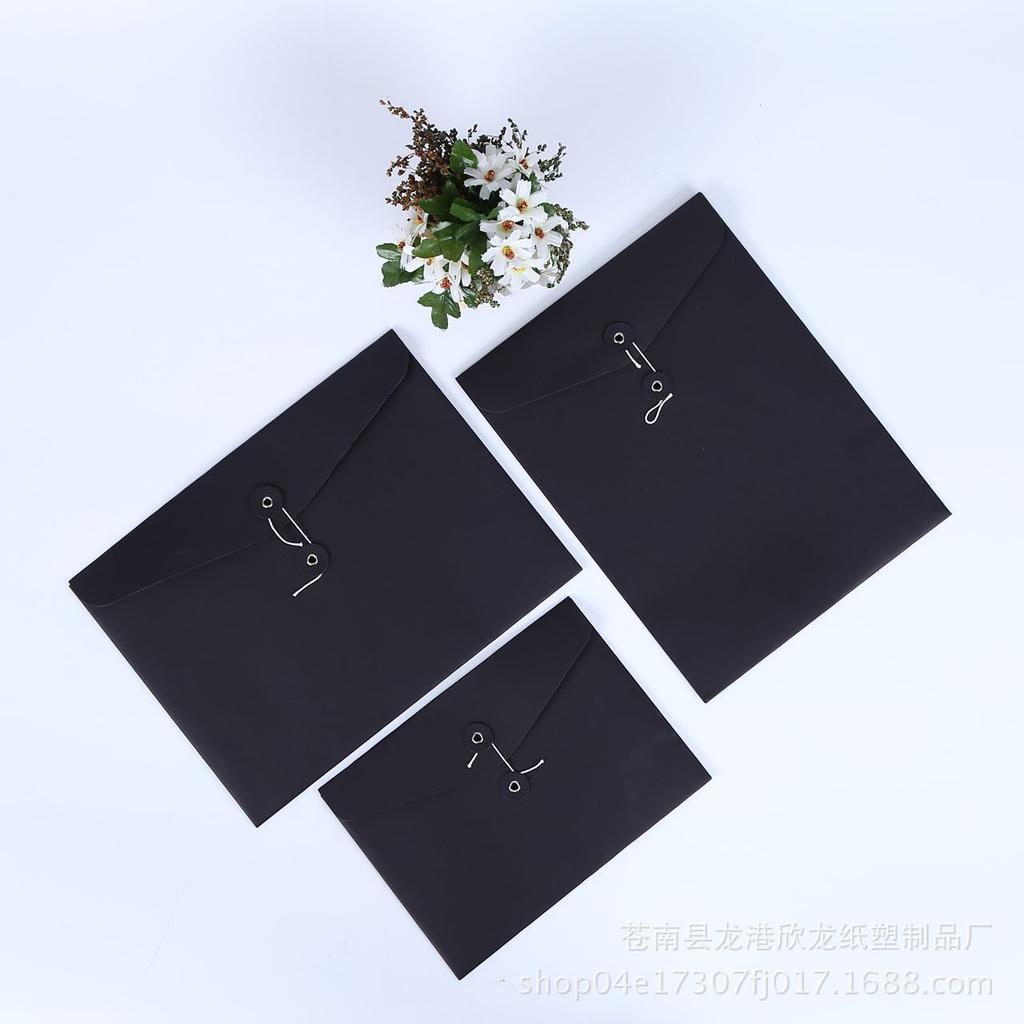A4 Horizontal Kraft Paper File & Document Storage Bag with String Closure and Custom Logo