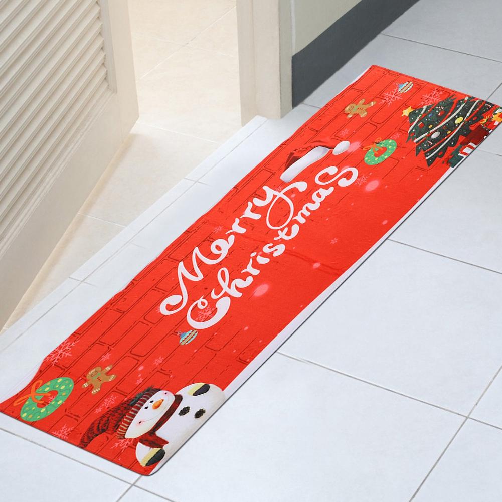 Christmas Door Mat Floor Rugs Santa Snowman Pattern Doormat Flannel Bath Absorbent Mats Home Decor