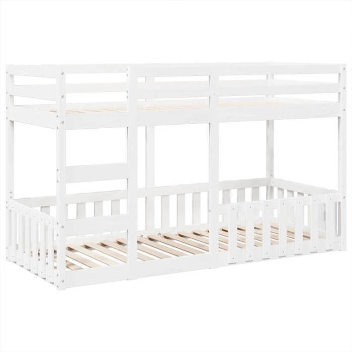VidaXL Lit superposé Blanc 80x200 cm Bois de pin massif, cadre de lit superposé bas, meubles de chambre à coucher, cadre de 3308587