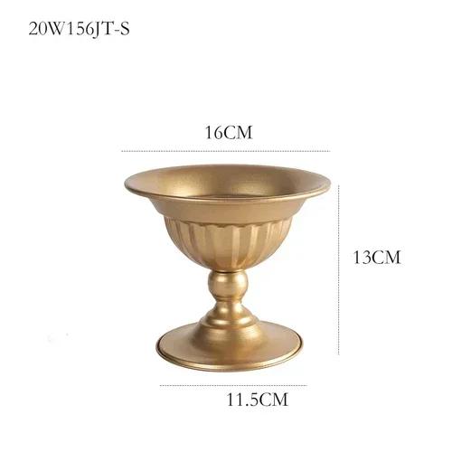 Golden Retro Vase Wrought Iron Flower Flower Arrangement Flower Pot European Style Home Decoration Living Room Desktop Ornaments
