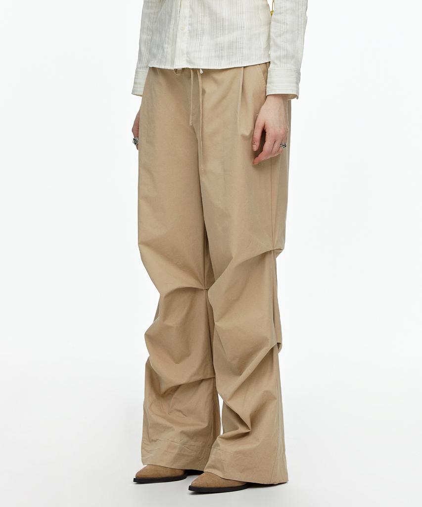FALLETT Wide Parachute Pants Beige