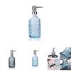 Modern Glass Hand Soap Dispenser 400ml With Pump And Decorative Embossed Design For Household