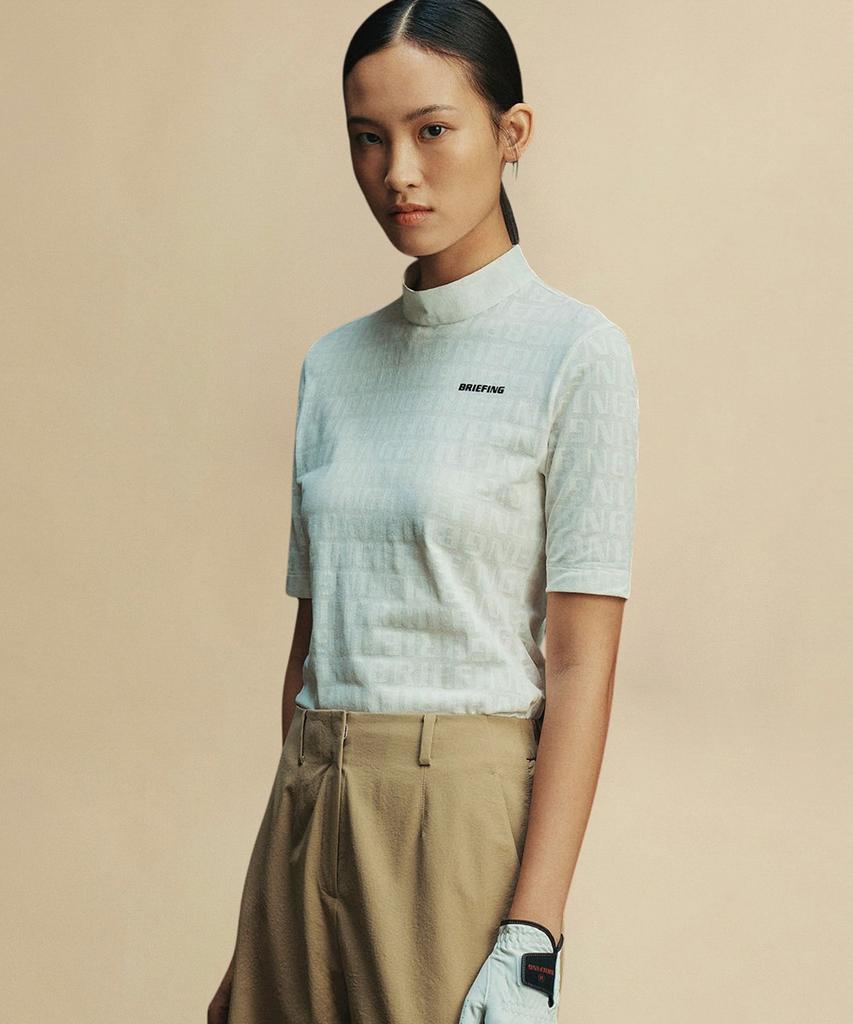 Beulipinggolpeu Women'S Logo Jacquard High Neck Short Sleeve_White