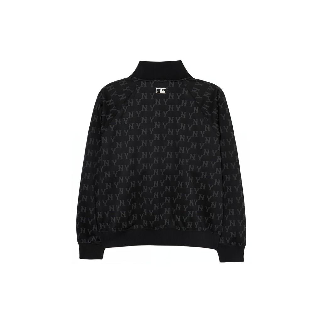 MLB New York Yankees Stand Collar Loose Fit Drop Shoulder Letter Jacquard Zipper Casual Jacket Unisex Jackets Black 3ATRM0134-50BKS