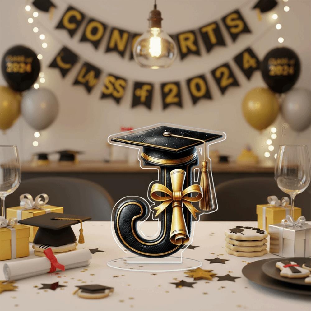 Alphabet Design Graduation Decorations 2D Flat Desktop Ornament Graduation Gifts  Celebration