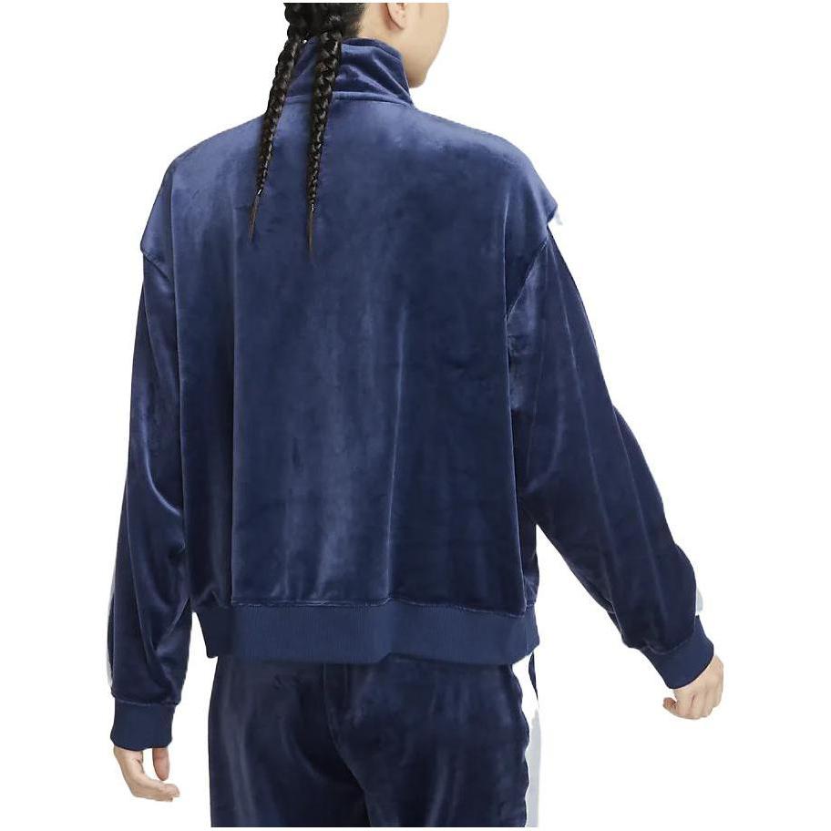 Jordan Retro Sports Stand Collar Color Block Logo Embroidered High Neck Zip Jacket Women Jackets Navy-Blue DV1397-410