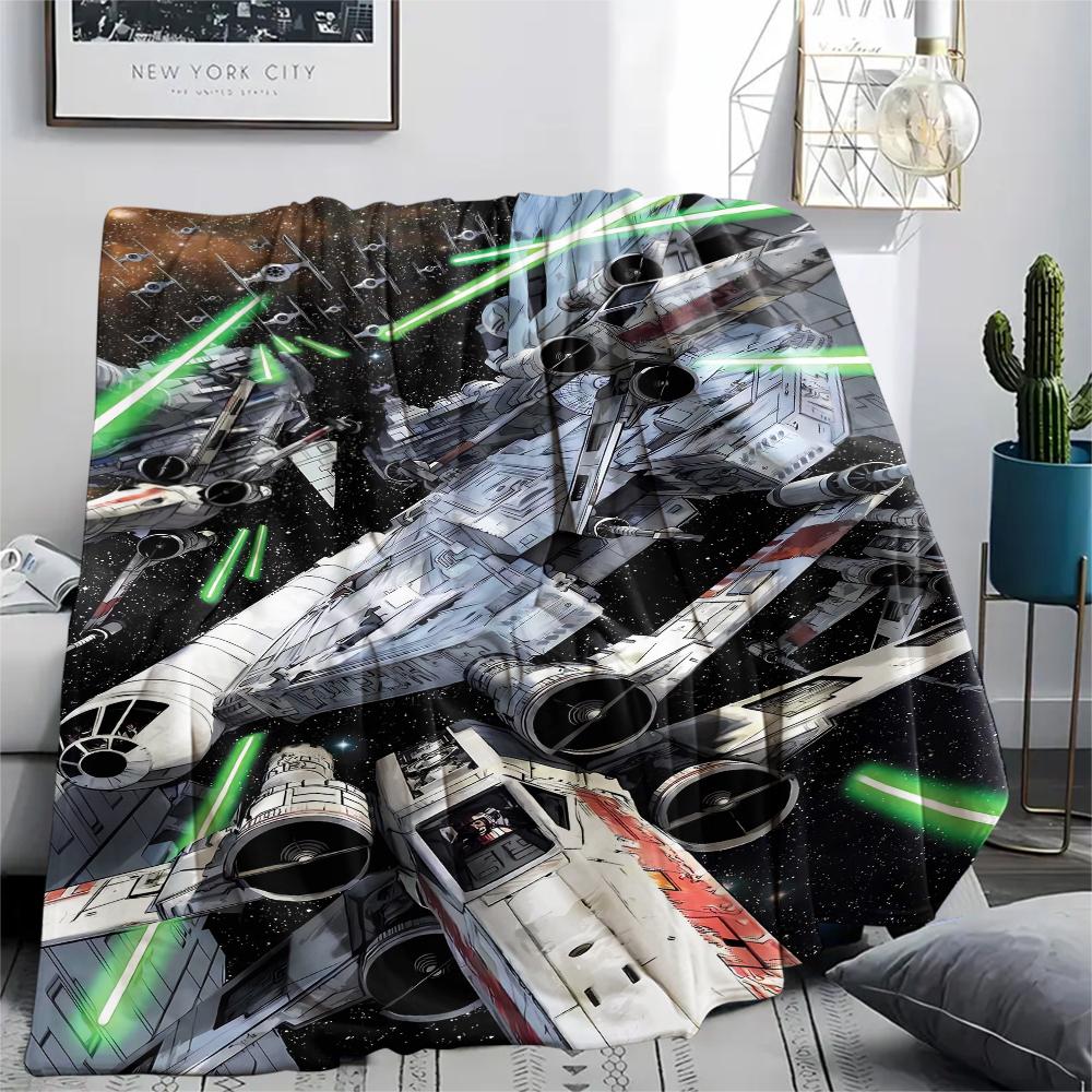 1Pc Millennium Falcon Print Flannel Blanket, High quality Comfortable for All Seasons, Home Decor, Warmth and Comfort, Perfect for Christmas Gifts