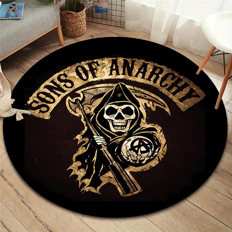 Sons of Anarchy Round Area Rug,Carpet Rug for Living Room Bedroom Sofa Playroom Decor,Non-slip Floor Mat