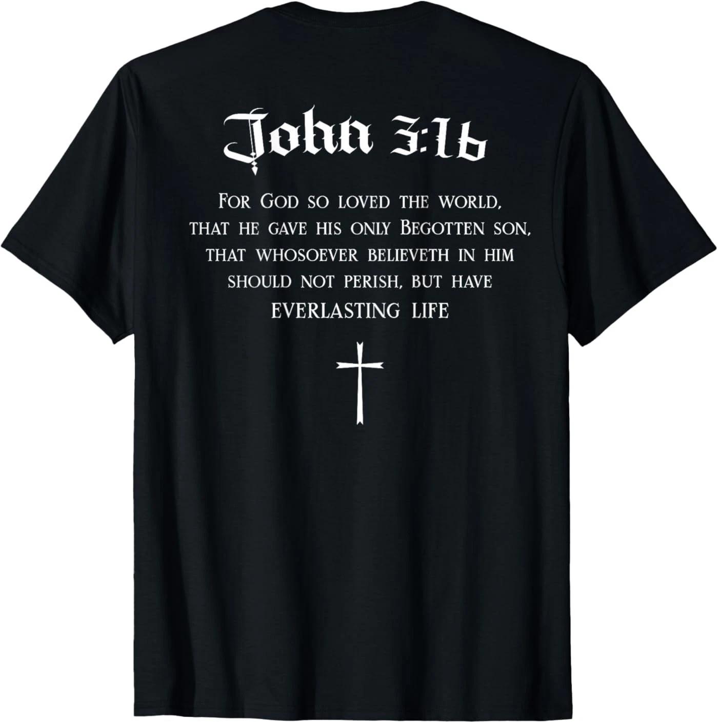John 3:16 Christian Bible Verse WWJD Religious Back Design T-Shirt M