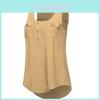 Elegantes Damen-Mode-Knopf-Taschen-Ärmelloses Hemd Mit Sexy Unregelmäßigem Saum Tanktops