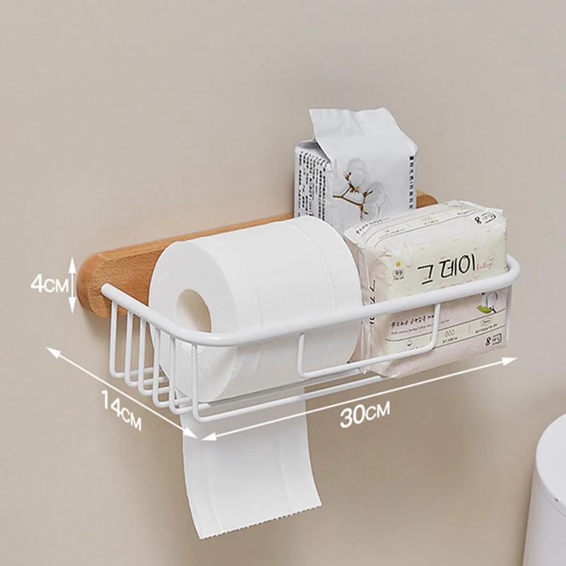 HeMu Solid Wood Tissue Holder Without Punching, Toilet Paper Box, Toilet Phone Storage Rack, Walnut Roll Paper Holder Simple