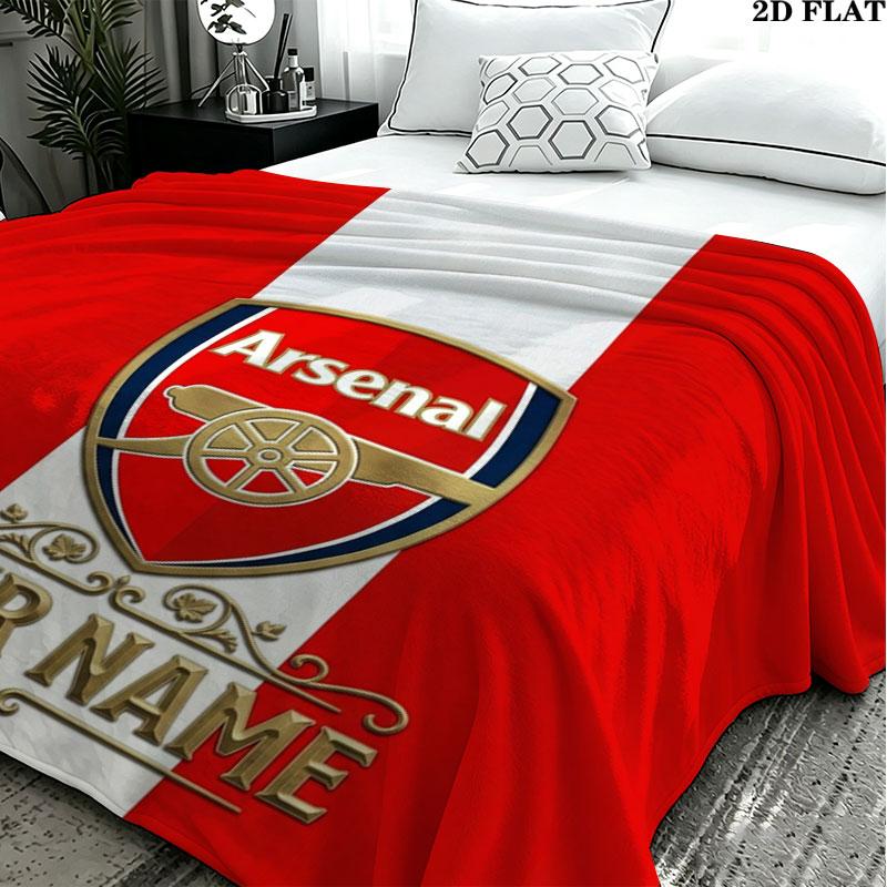 1PC Arsenal F Custom Name Patterned Flannel Blanket Suitable For All Seasons for Home Decor Warmth and Comfort Gifts Holiday Present