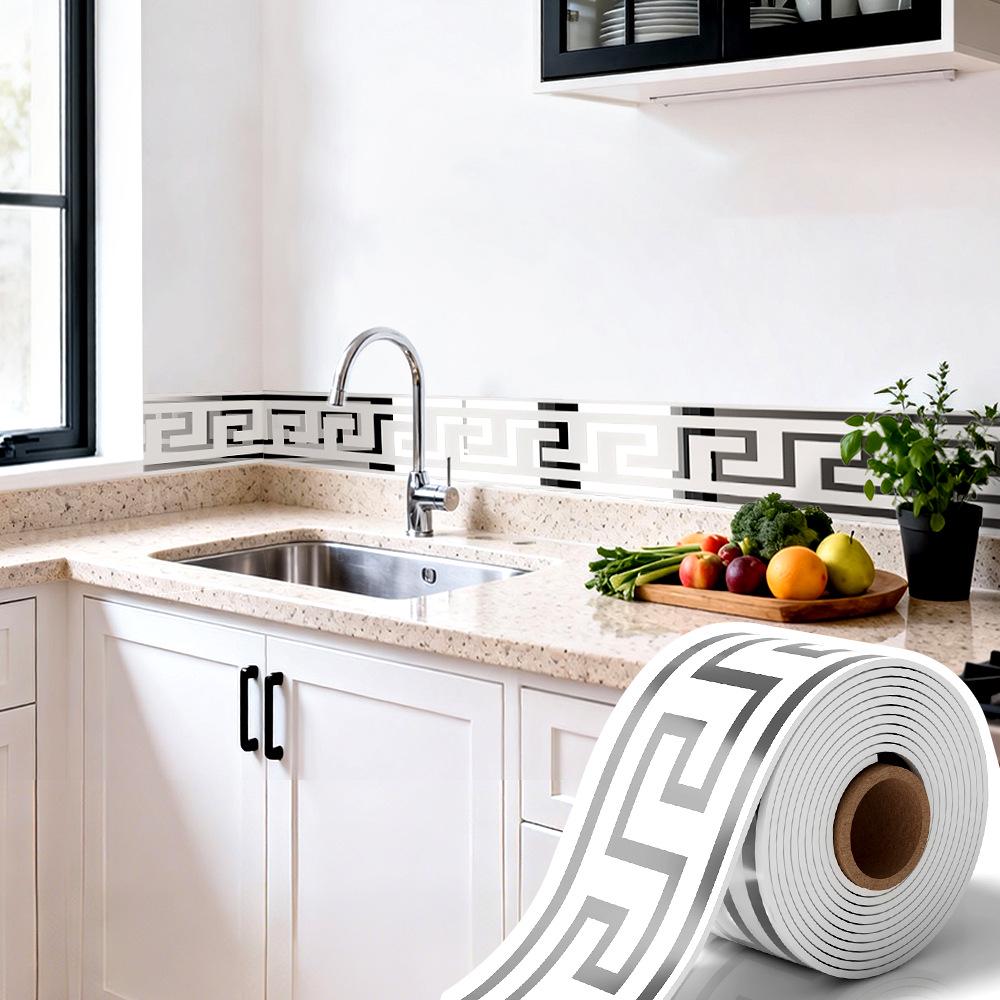 Thickened Waterproof PVC Self-Adhesive Tile-Look Baseboard Sticker