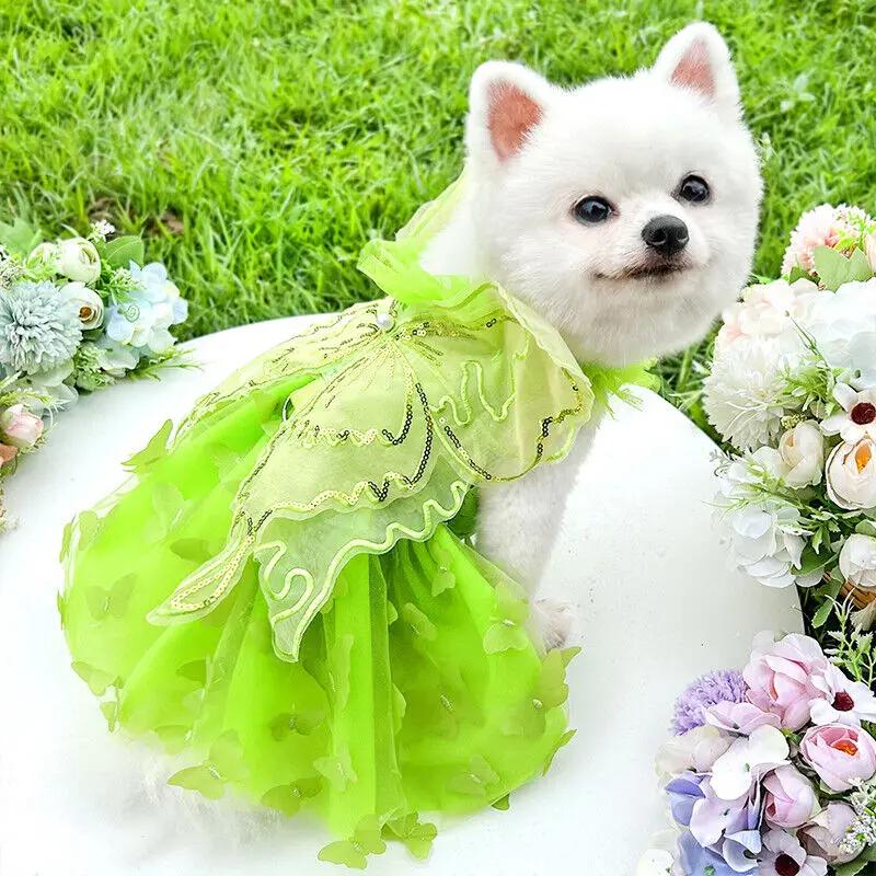 Haustier Prinzessin Schmetterlingskleid Kleiner Hund & Katze Hochzeitskleid Rock Elegantes Königliches Kostüm für Hunde & Katzen Niedliche Haustierbedarf