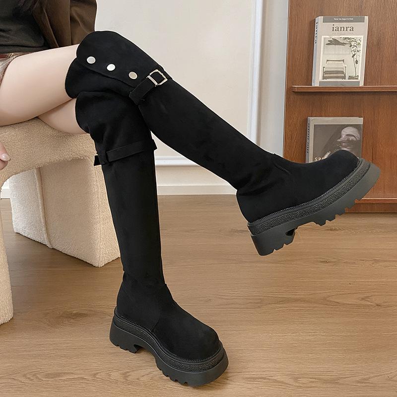 Modified Boots Two Wear Folded Thick-soled Boots Children's 2025 Autumn and Winter New Thick Heel Knee Knight Boots