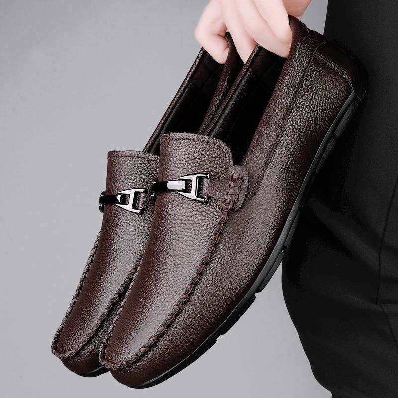 Fashion Comfortable Casual Male Lazy Footwear Mens All-match Loafers Classic Men for Wedding Shoes Genuine Leather Mens Casual Shoes