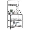 Vidaxl Kitchen Shelf with Hooks, 4-Tier, Grey Sonoma Oak