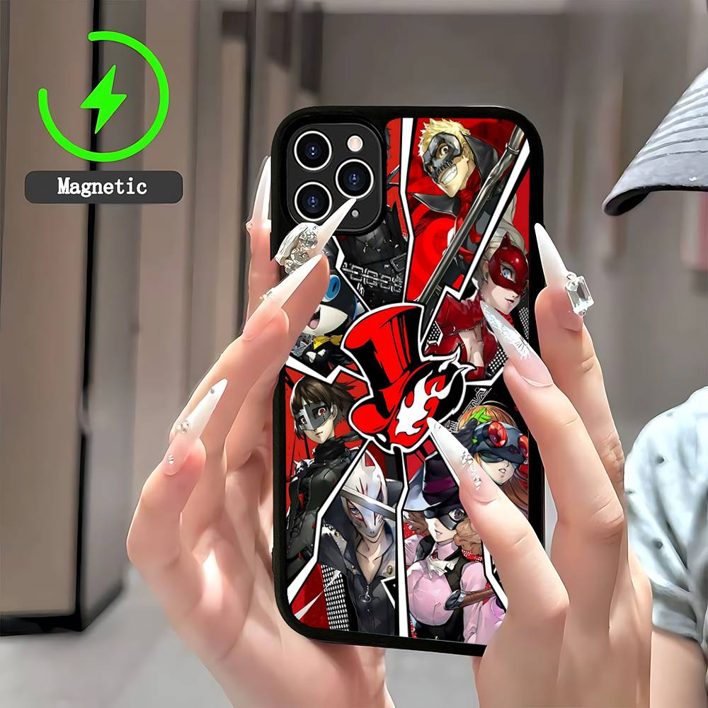 Classic Anime P-Persona 5 Magnetic Phone Case For IPhone 16 15 14 13 12 11 17 Pro Max Plus Wireless Charge Cover