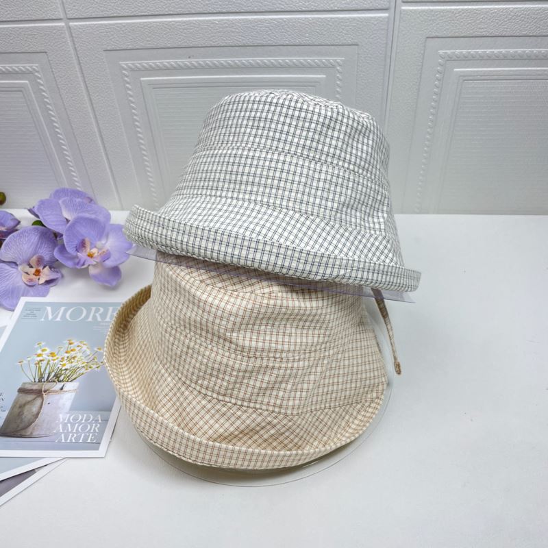 Plaid crimped bucket hat women's summer thin big SURE fresh sun hat versatile fashion show small face