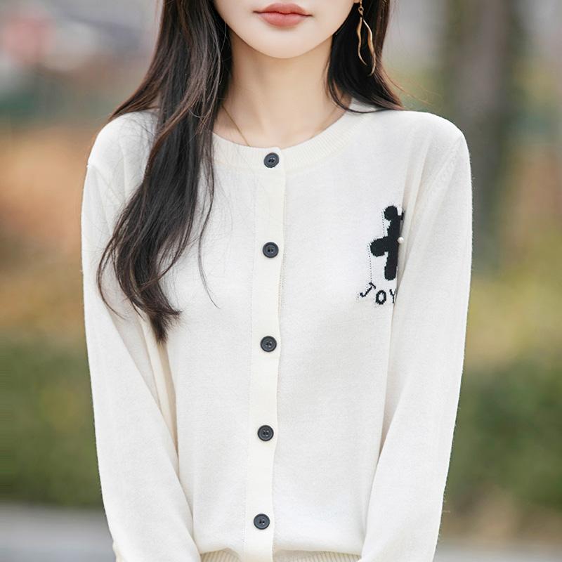 Leichte Strickjacke für Damen aus 50 % Wolle und 50 % Maulbeerseide – vielseitige Strickware für 4 Jahreszeiten für ganzjährigen Komfort und Stil