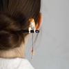 Tassel Cat Fishing Wooden Hair Stick Black Sandalwood Hairpin New Hair Styling Tools  Women Girls