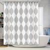 Grey White Diamond Pattern Shower Curtain Waterproof Washable Decoration Home Decor Bathroom Shower Panels Bath Mat For Kitchen