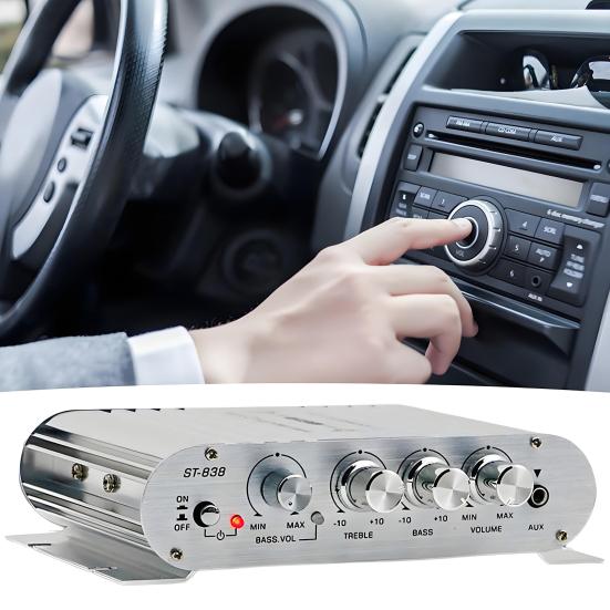 ST-838 2.1 Channel Amplifier Aluminum Alloy HiFi Power Amplifier Bass And Treble Adjustment Stereo Audio Amplifier for Car Home Use