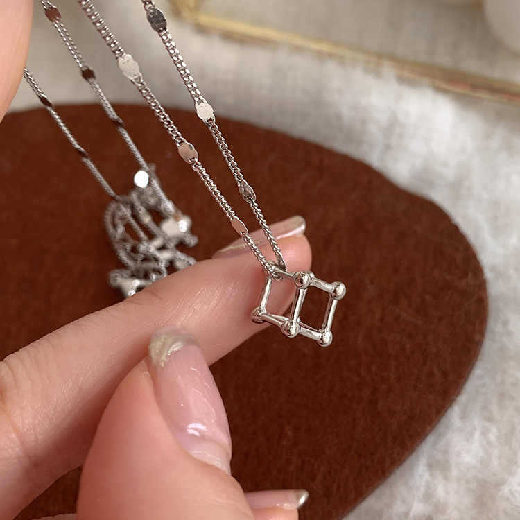 Creative Cube Necklace Women'S Geometric Simple Personality Versatile Ins Cold Wind Pendant Gift Women Premium