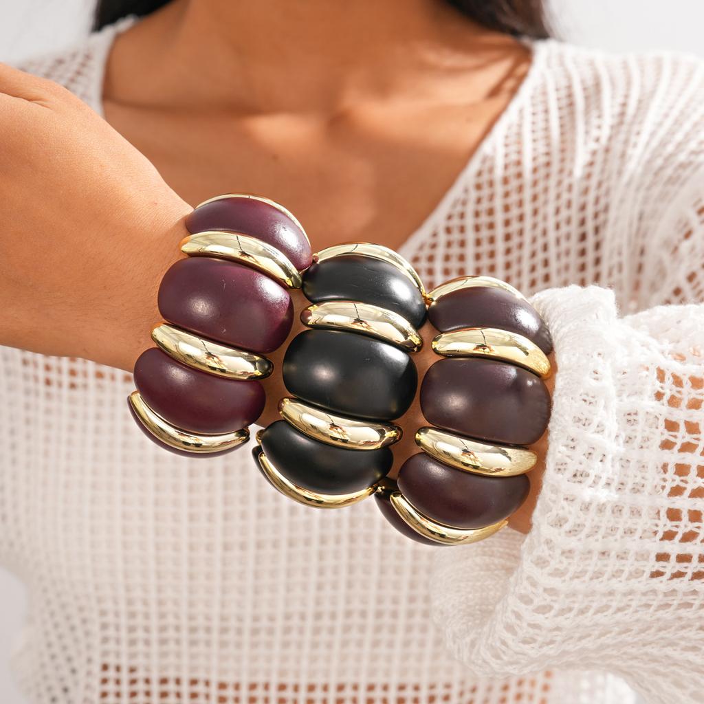 Acrylic geometric round splicing bracelet dark wind personality unique feeling jewelry