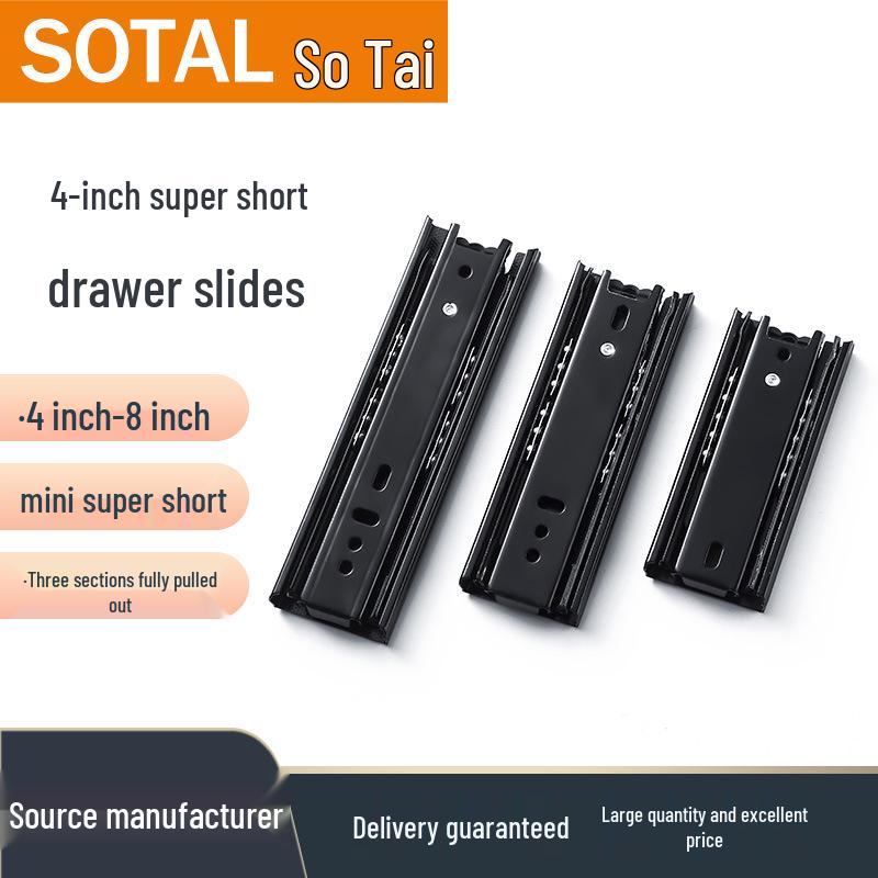 Super Short 3-Section Drawer Slides 4-6 Inch for Vanity & Jewelry Trays