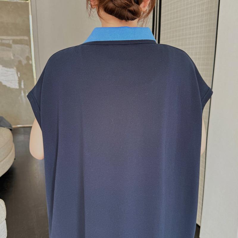 Summer Loose Cotton Polo Collar Dress - Elegant Casual Long Skirt