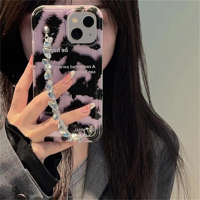 

Ins корейский стильный леопардовый чехол-браслет с бриллиантами для Iphone 14 13 12 Pro Max 11 Bling Chain противоударный мягкий чехол Funda For iPhone 14Pro