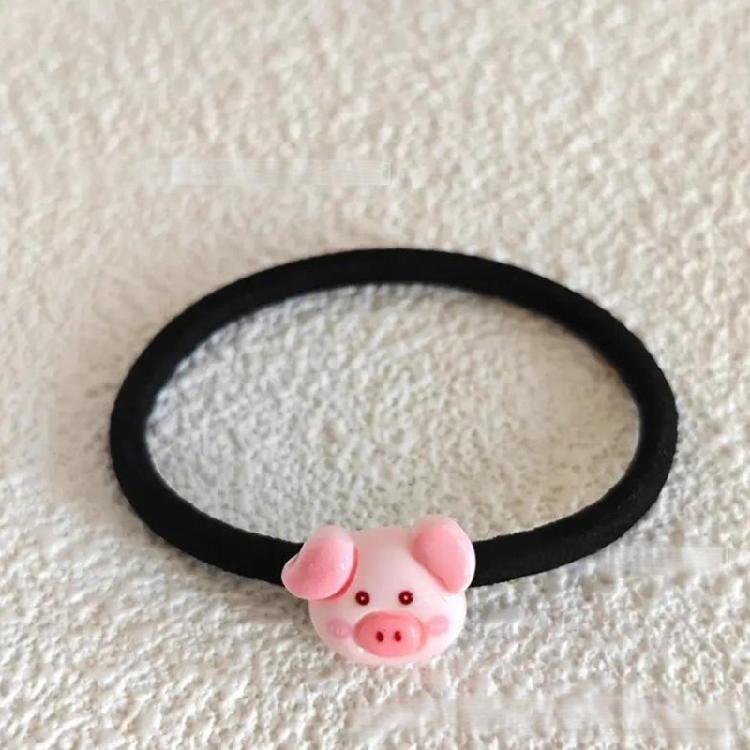 3PCS Lovely Pig Theme Hair Ties Nylon Hair Rope Cartoon Hair Elastic For School Kids Everyday Hair Styling Accessory