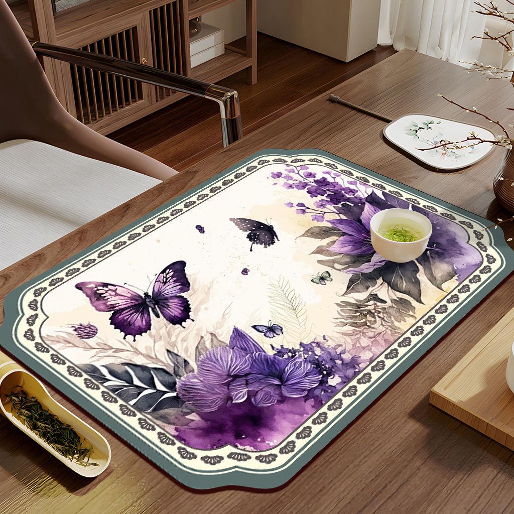 Rectangular Tea Mat Absorption and Quick Drying Tea Tray for Home Living Room Carpet Quick Drying Mat