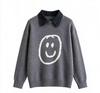 2026 Autumn/Winter Korean Style Smiley Face Sweater - Age-Reducing Cute Casual Versatile Pullover Knit Top
