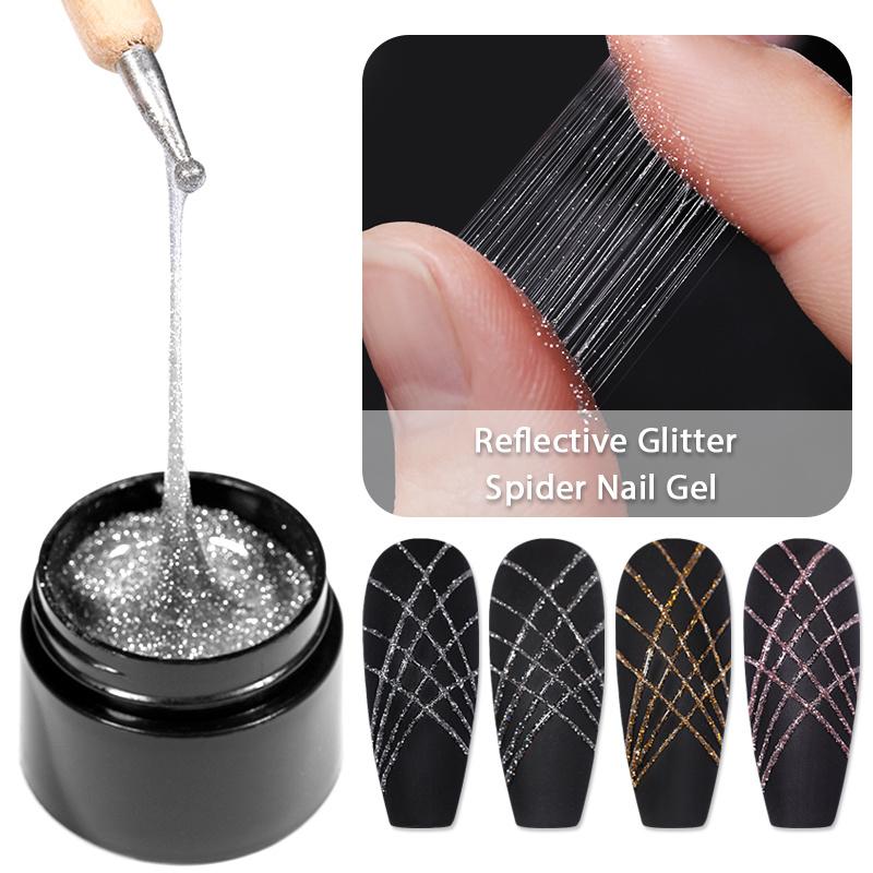 

UR SUGAR 7 мл Паук для ногтей Отражающая проволока Рисование Гелевые ногти Лак Паутина Лак Краска Лайнер для рисования DIY Sliver Gold УФ-клей Маникюр