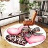 1PC heart leopard print Office Round Area Rug, Under Office Chairs Bedroom Living Room Home Decor, Carpet for Office -1110157