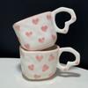 Sweet Ceramic Mugs 250ml Tea Milk Cups Hand Drawn Love Heart Cup  Kitchen