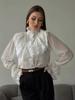 Women's Spring New  Palace Style Fairy Collar Shifon Design Breathable Leaf Edge Top