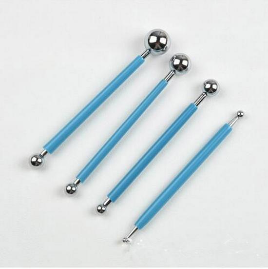 4-Piece Stainless Steel Maru Stick Set for Cake Decorating & Clay Carving