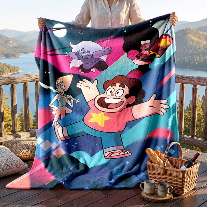 Warm Flannel Blanket Steven Universe Pattern, Lightweight Comfortable Throw Blanket for Bed Sofa Use