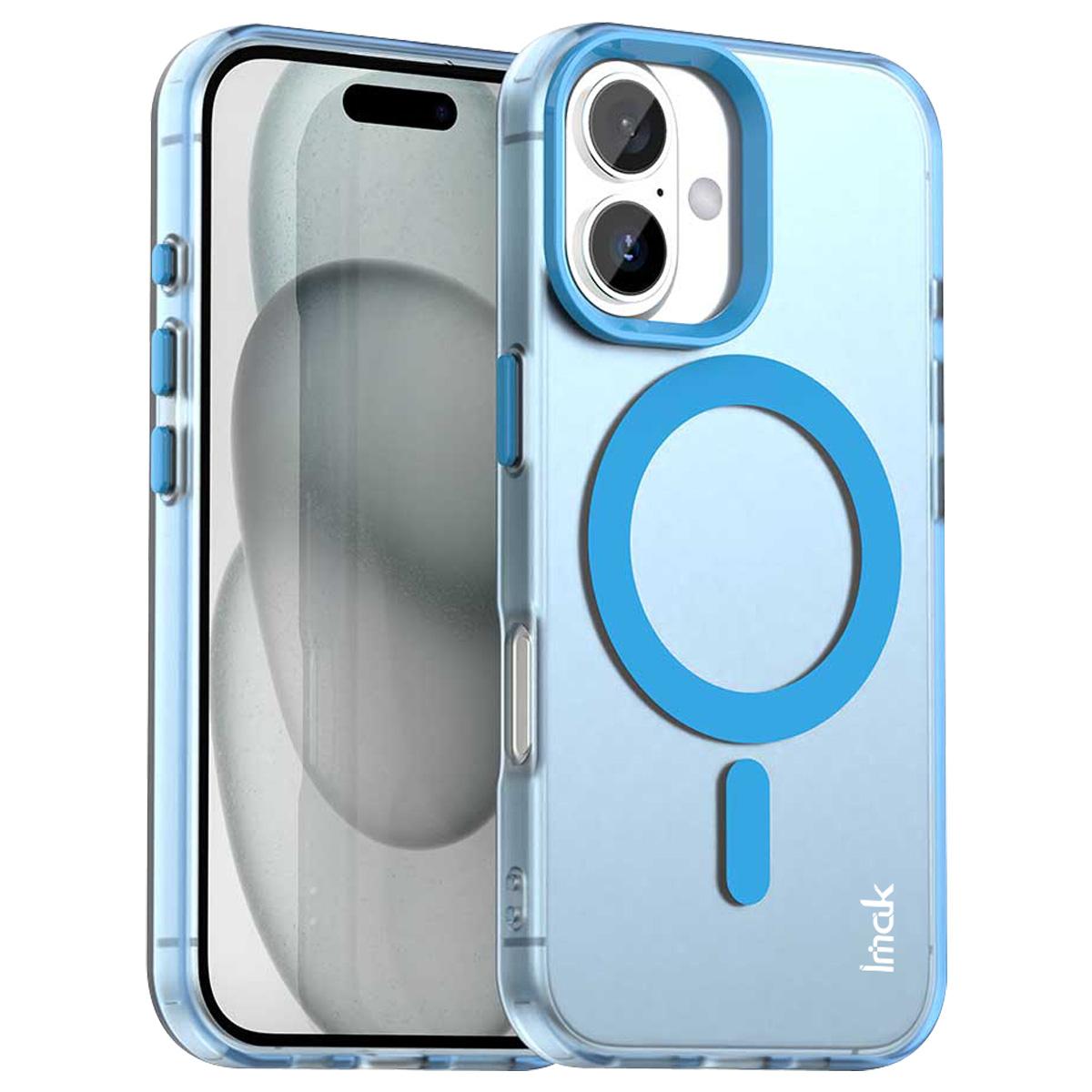 

IMAK For iPhone 16 Plus Case Compatible with MagSafe Candy Color Anti Drop TPU+PET Back Cover Blue